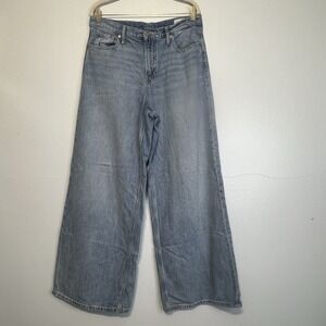 Gap Baggy Mid Rise Wide Leg Jeans Womens Size 29/8R Light Indigo Denim